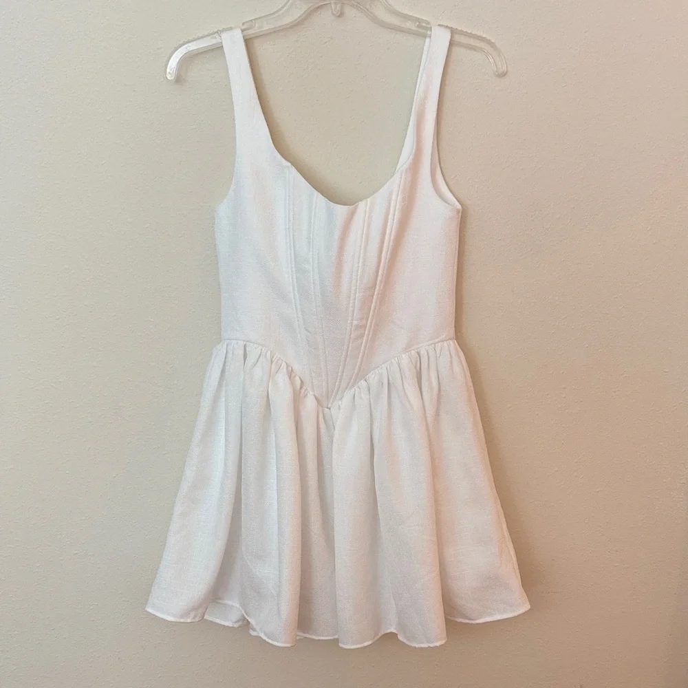 White Sleeveless Corset Mini Dress - Picture 2 of 5